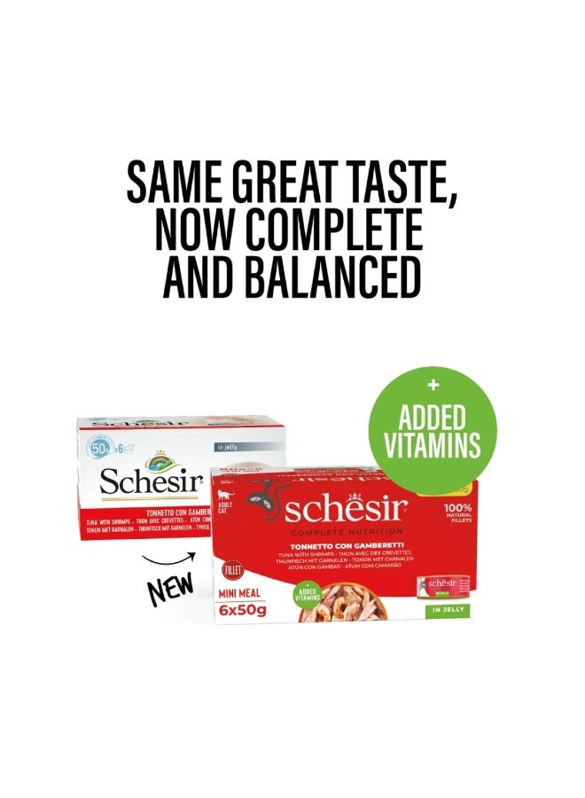 Schesir Complete & Balanced Nutrition Cat Wet Food in Jelly – Tuna with Shrimp, 6×50g - Image 3